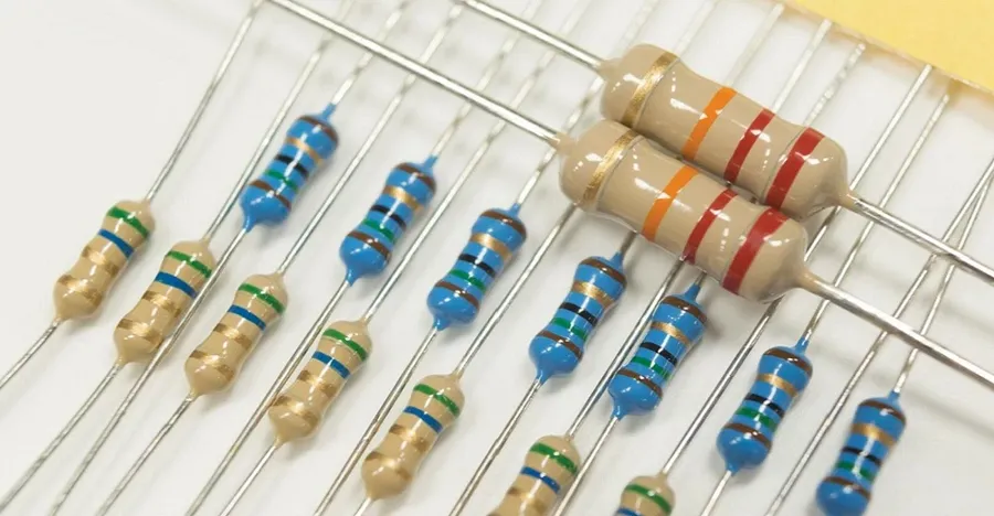 A close-up view of a linear resistor component.