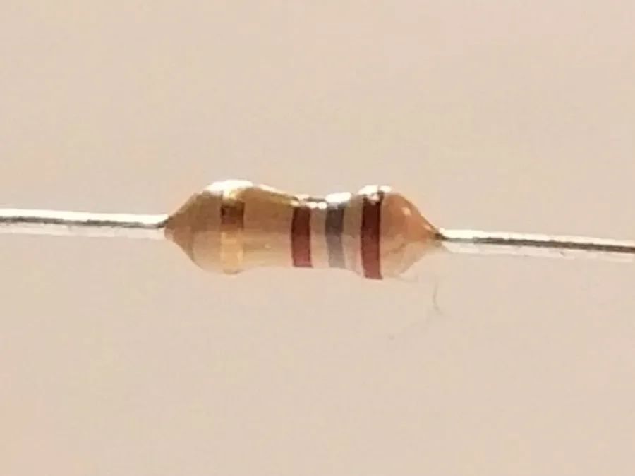 A close-up of a 180 ohm resistor.