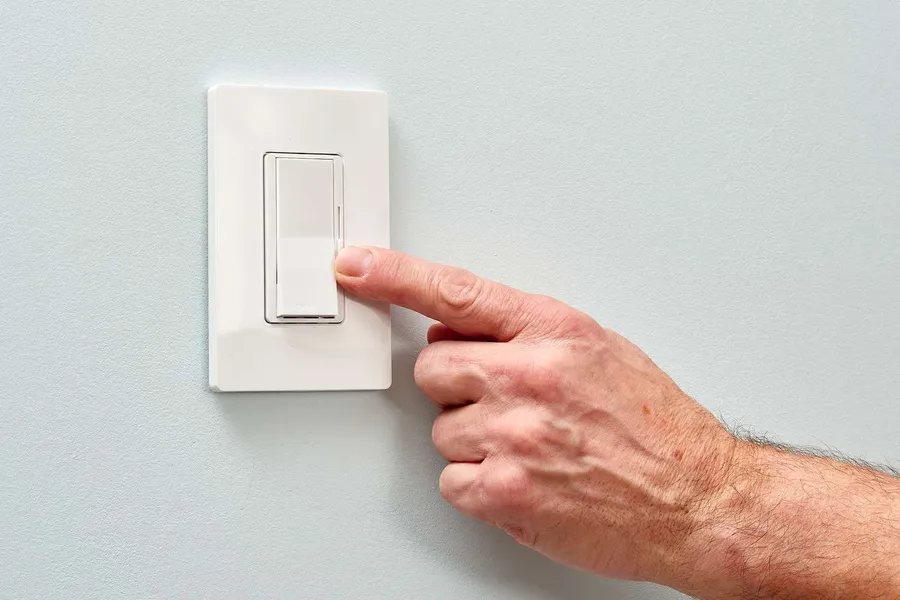 A close-up of a basic electrical switch.