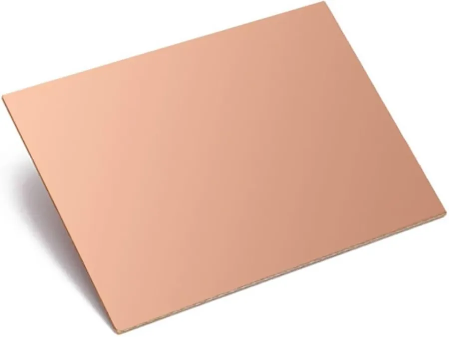 A close-up of a copper clad board.