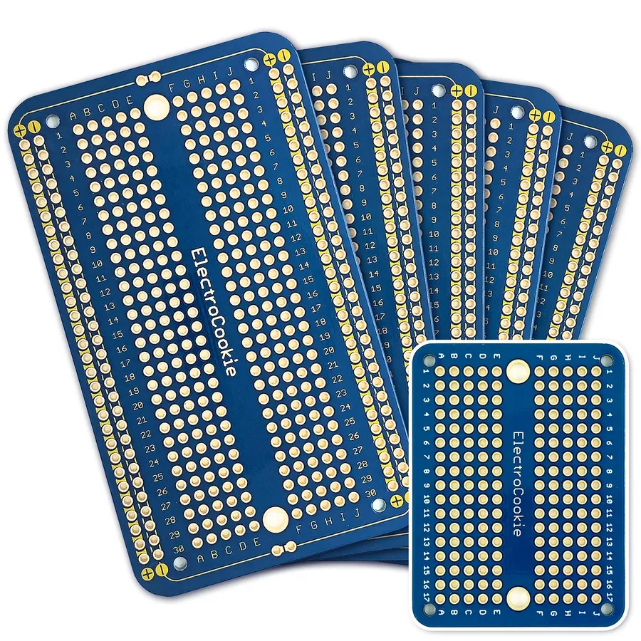 A PCB breadboard with various components.