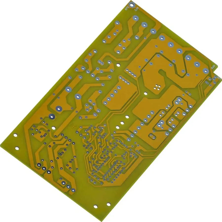 A top view of a single layer PCB.