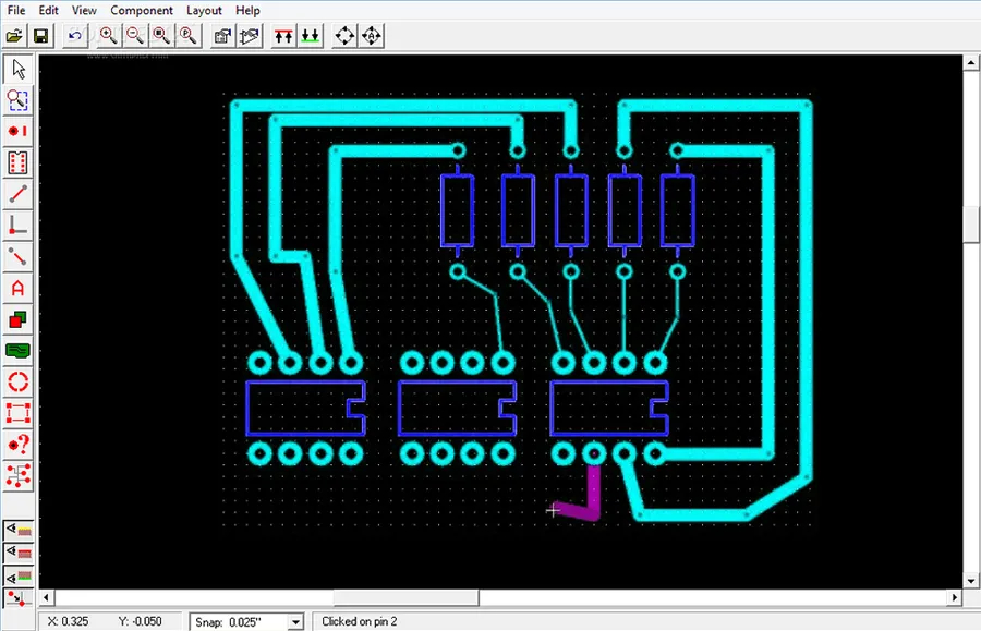 Screenshot of a PCB layout software interface, showing a detailed view of a motherboard PCB.