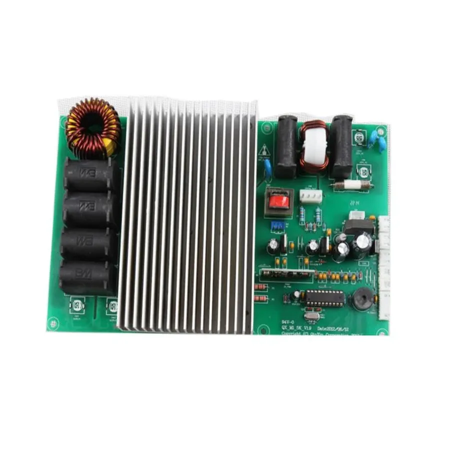 A detailed view of the layout and components on an induction circuit board.