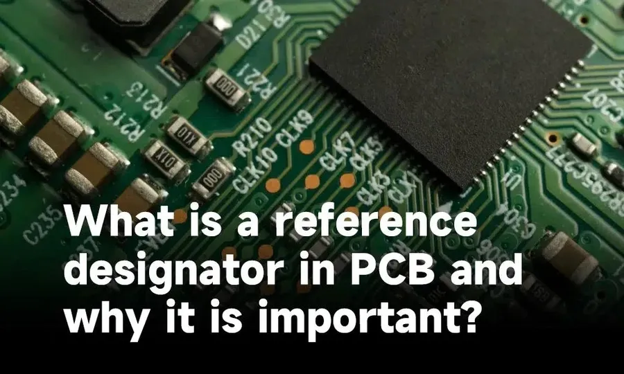 A close-up view of a PCB with visible reference designators printed next to components.
