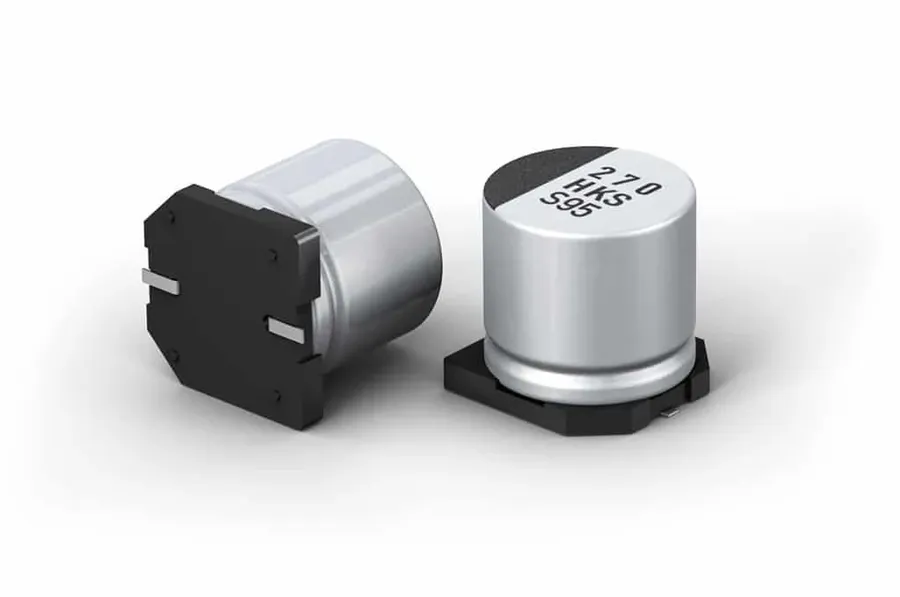 Various surface-mount capacitors, showcasing different sizes and markings.