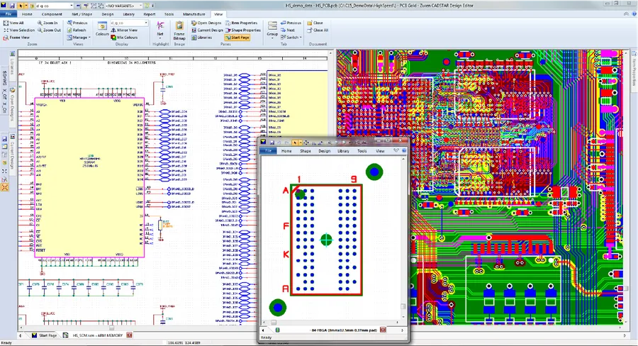 A screenshot of PCB CAD software interface showing a circuit board design.