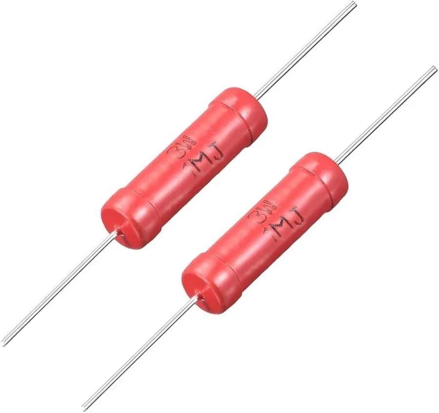 A close-up of a high voltage resistor.