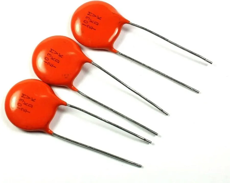 A close-up shot of various TDK ceramic capacitors.