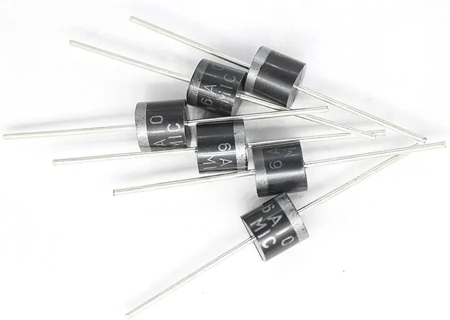 A close-up of a 6A10 diode.