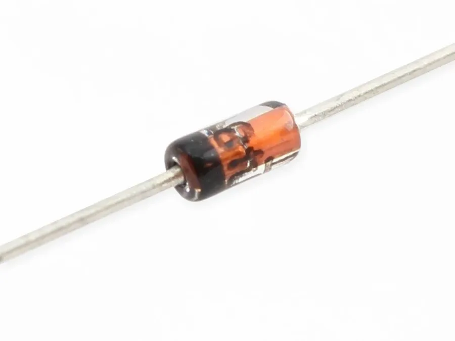 A close-up of a 1N4148 diode.