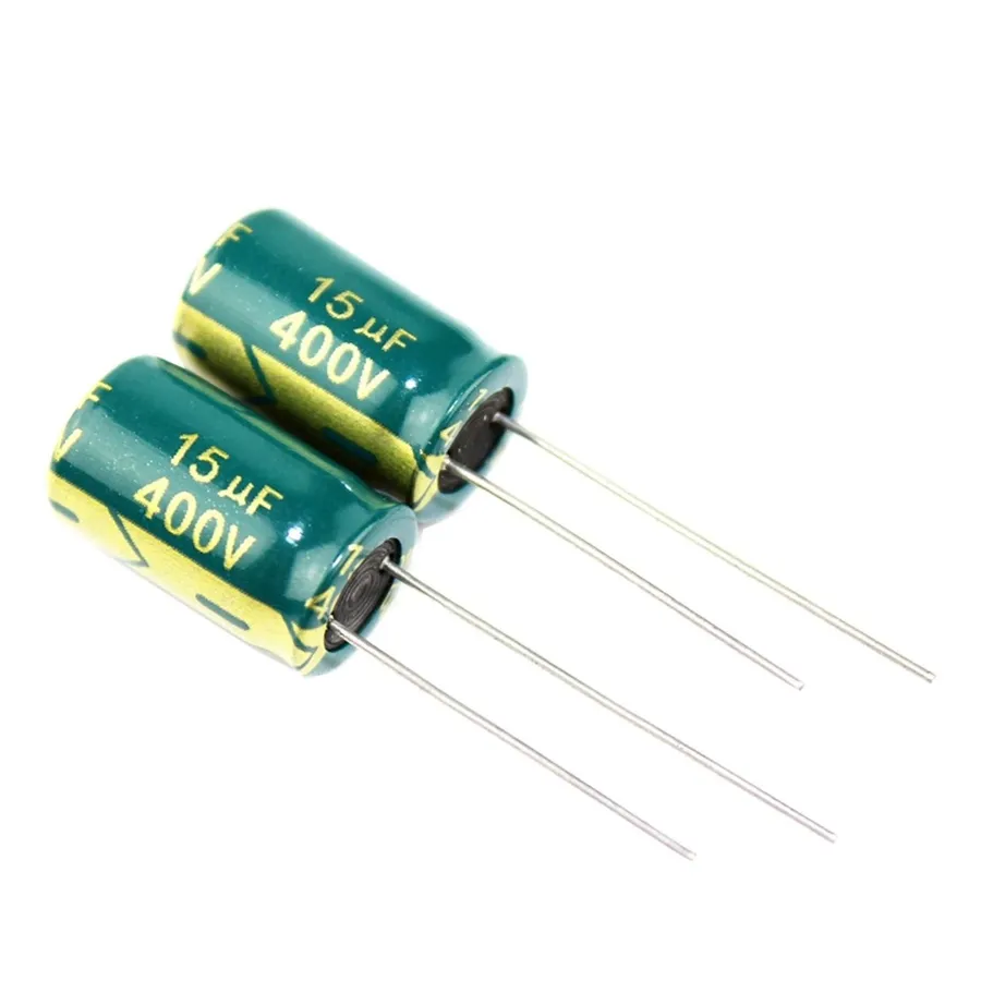 A close-up shot of a 15uf capacitor.