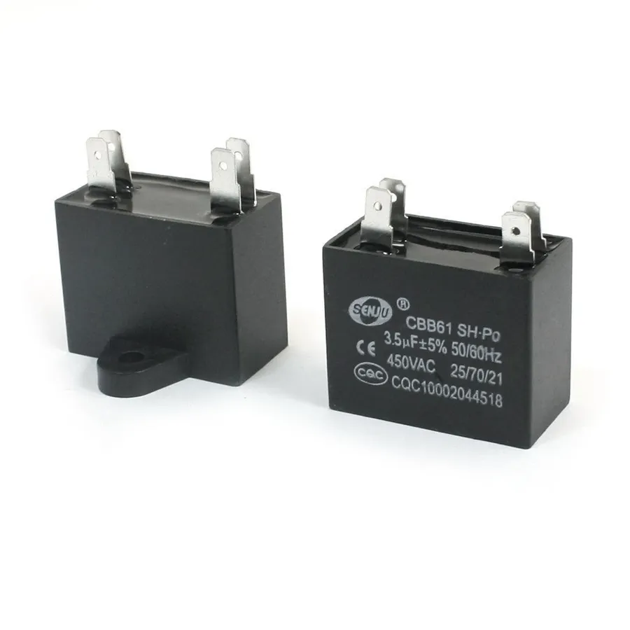 A 15uf capacitor connected to an air conditioner motor.