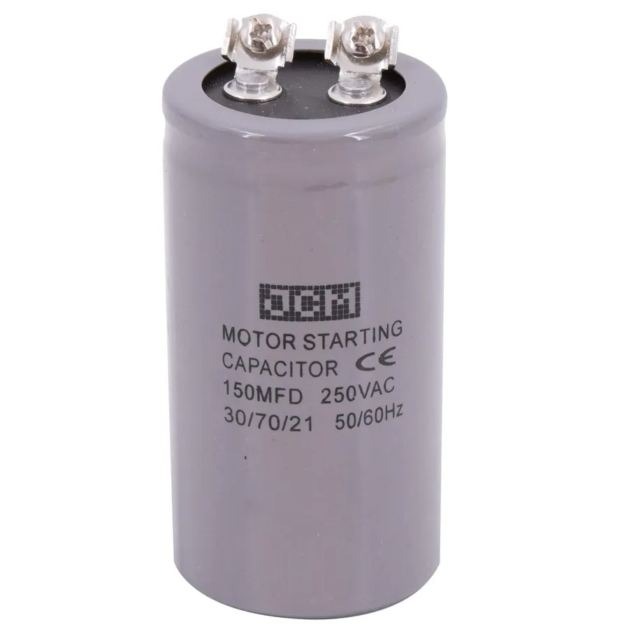 A 4uF capacitor connected to a small electric motor.