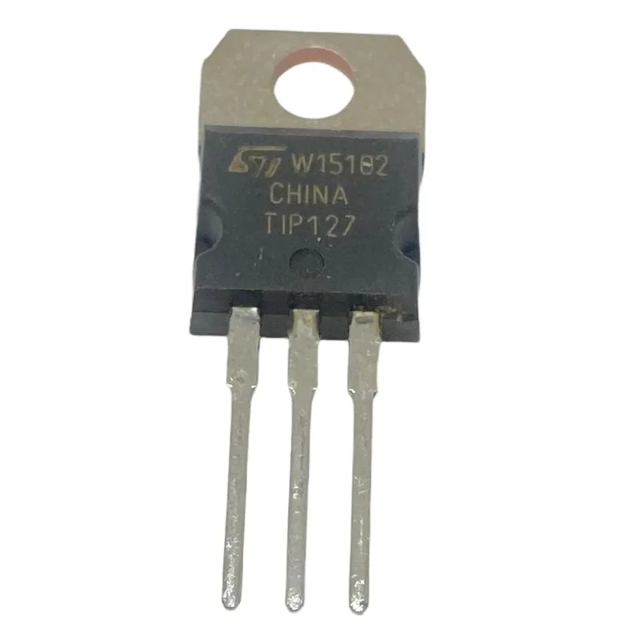 A close-up of a TIP127 transistor.