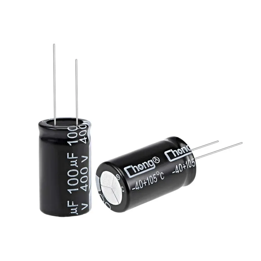 A close-up of a 400V capacitor.
