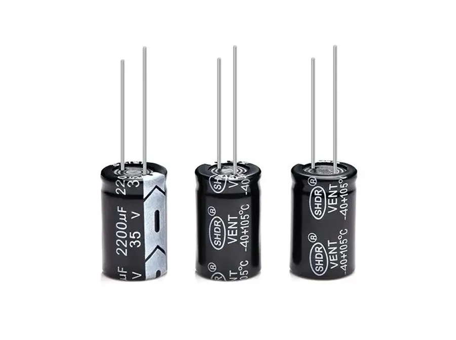 A side-by-side comparison of radial and axial lead capacitors.
