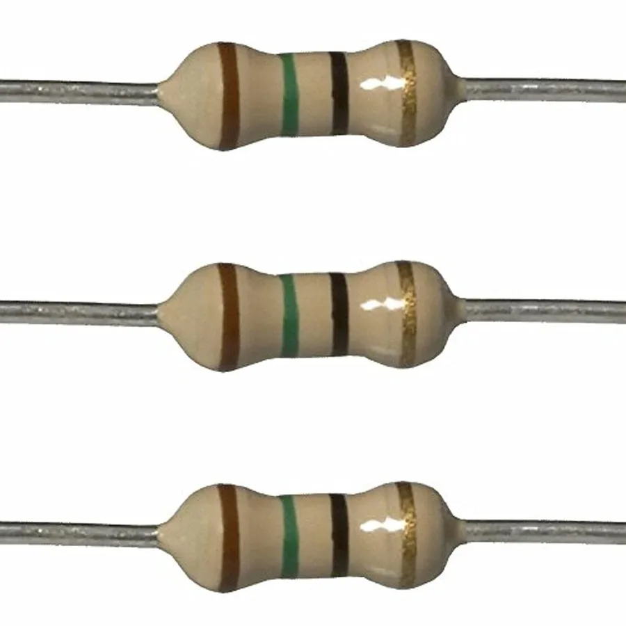 A close-up of a 15 ohm resistor.