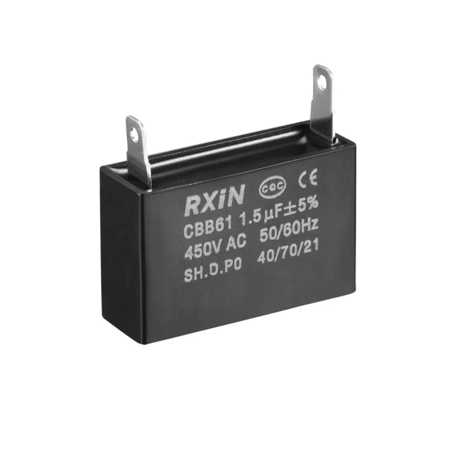 A close-up of a 1.5 uF capacitor.