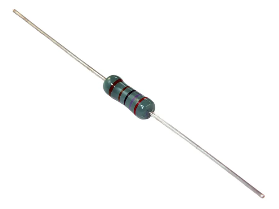 A close-up of a 2R2 resistor.