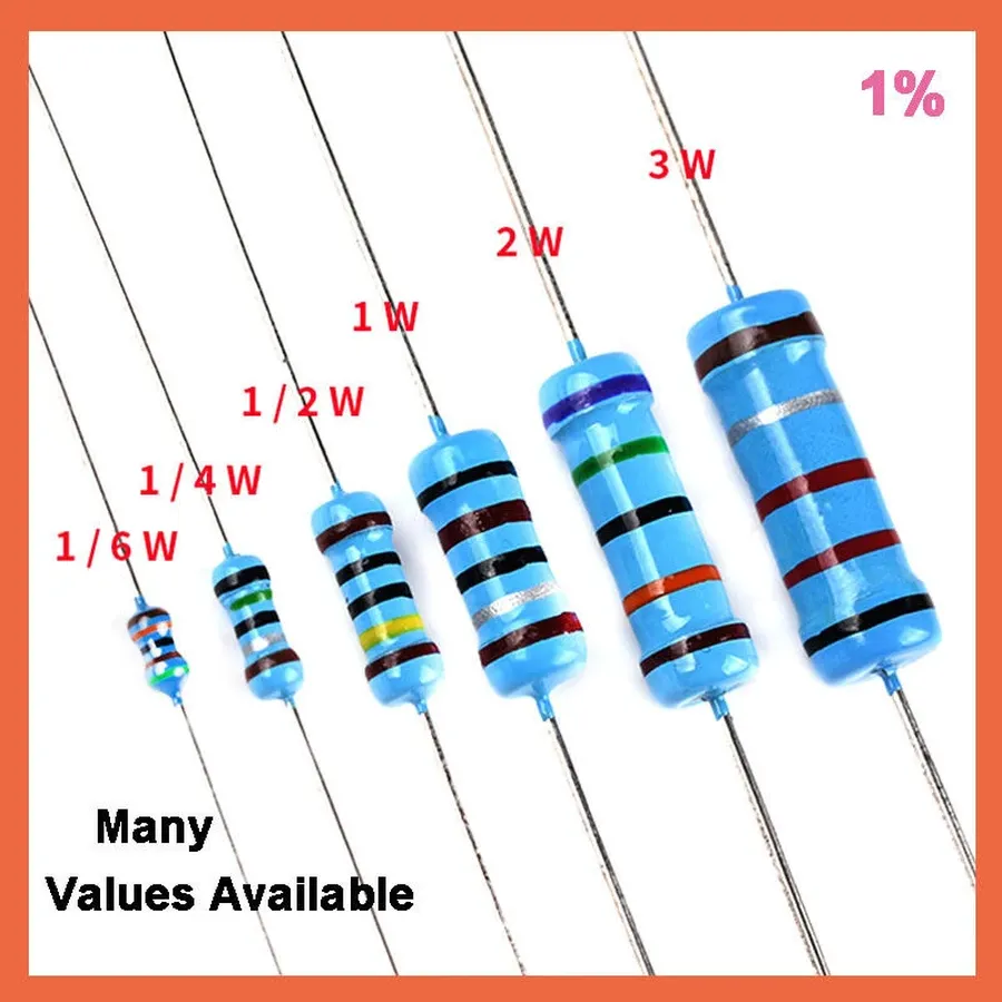 Various sizes of resistors.