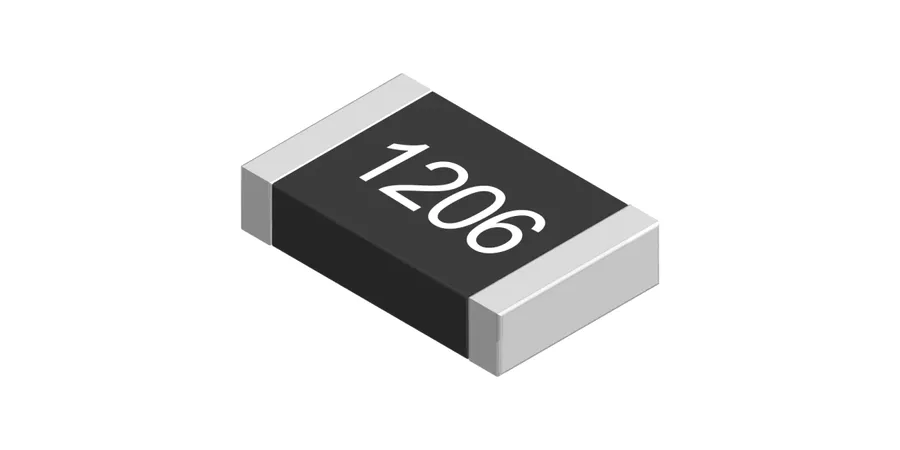 Different sizes of SMD 2R2 resistors.
