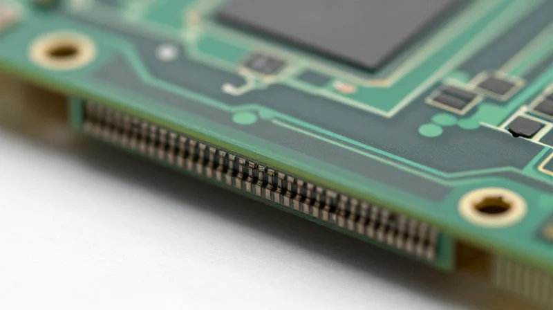 Close-up macro view of advanced low-loss PCB material layers