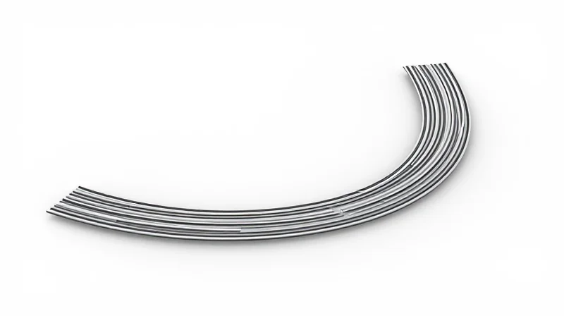 Precision Bend Radius Calculations for Flex Zones Conceptual 3D rendering showing the curvature and bend radius of a flexible circuit