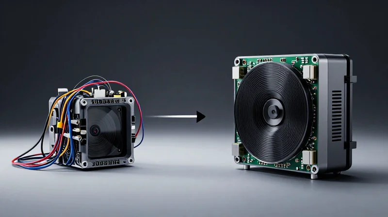 The Evolution of LiDAR Sensor Modularization Abstract representation of LiDAR evolution from bulky components to sleek modern sensor systems.