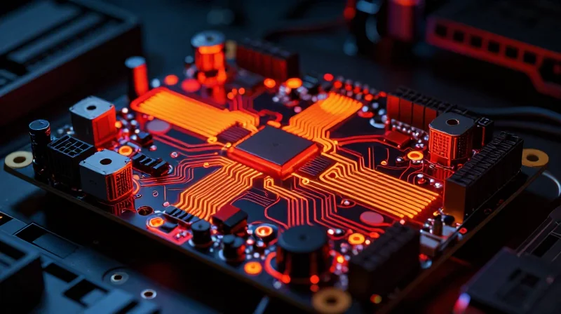 The Thermal Challenge in Modern EV Power Inverters Thermal heat map visualization on an electric vehicle power inverter circuit board