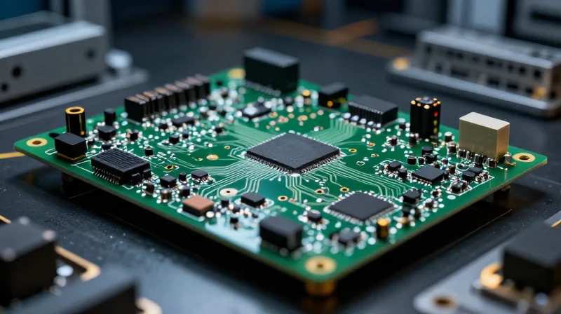 Understanding the High-Stakes Nature of ADAS Manufacturing A close-up of a high-tech automotive PCB board for safety systems