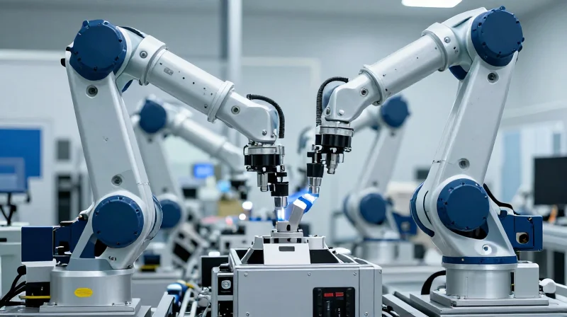 The Intersection of DFM and Automotive Profitability A modern, sleek automotive sensor assembly line demonstrating high-tech efficiency.