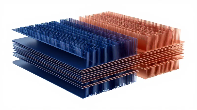 Advanced Thermal Management Strategies A close-up abstract view of PCB thermal dissipation layers showing heat sink structures