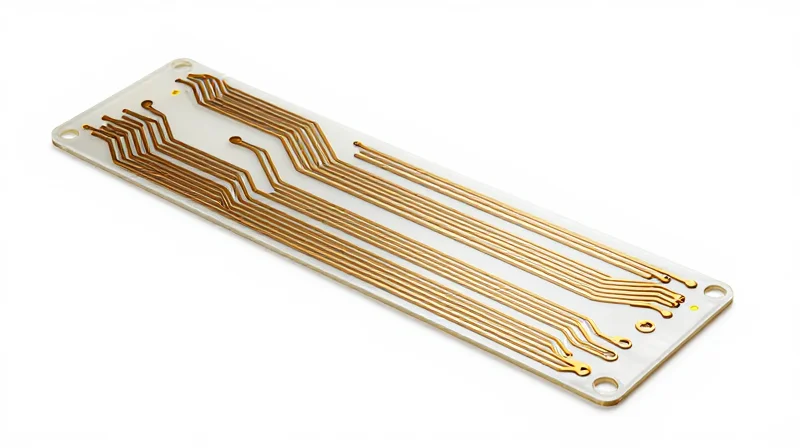 A modern, monolithic flexible printed circuit board showing smooth curves and compact design.
