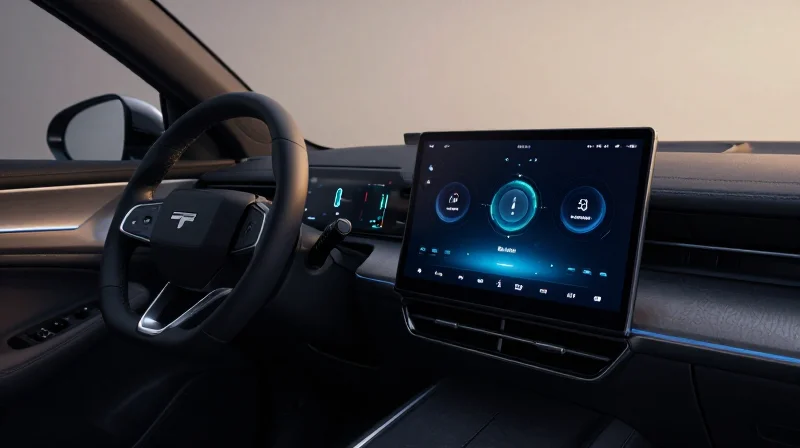 The Shifting Paradigm of Automotive Cockpit Design Modern automotive digital cockpit interior with futuristic glowing interface