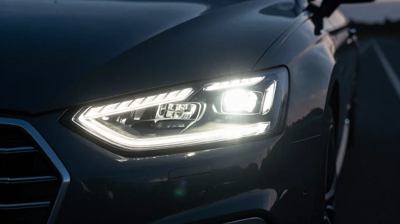 The Evolution of Automotive Headlight Technology Advanced adaptive matrix LED automotive headlight illuminating a dark road at night
