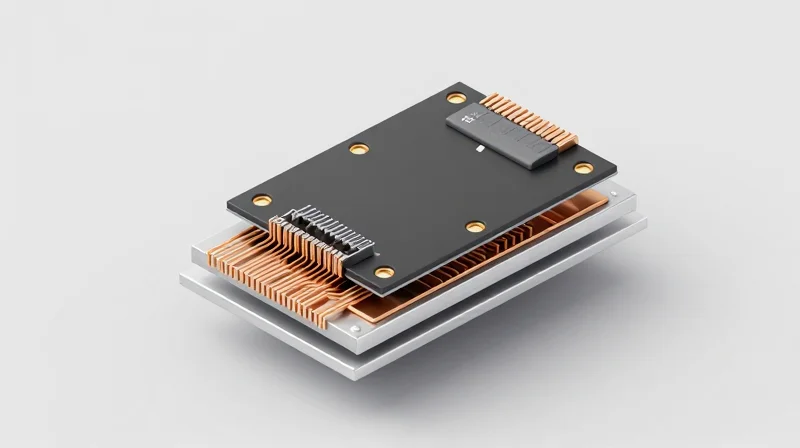 Anatomy of an Aluminum Core PCB Isometric view showing layers of an aluminum core PCB with metal base and thermal dielectric material