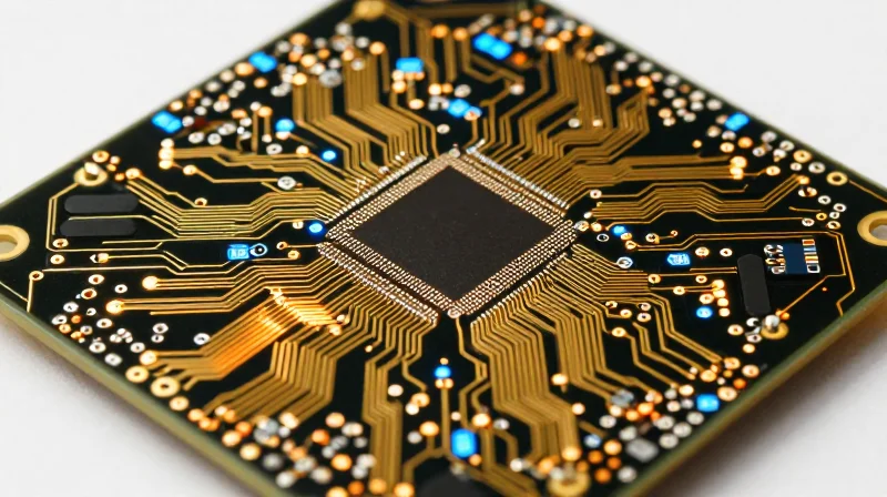 Prioritizing Reliability and Thermal Management High-density interconnect PCB with glowing heat dissipation paths and thermal management zones