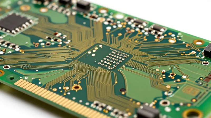 Understanding HDI: Microvias and Buried Traces Macro 3D render of a multilayer PCB with visible microvias and complex internal wiring