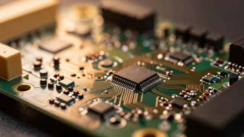 The Intersection of PCB Design and Automotive ROI Abstract representation of automotive PCB design and financial efficiency