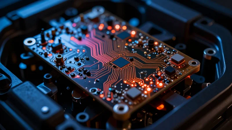 The High Cost of Field Failures in Automotive Engineering Conceptual visualization of a failing automotive engine control unit circuit board in a high-heat environment.