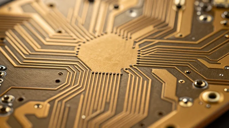 Understanding Heavy Copper PCB Technology Close up macro view of a heavy copper PCB showing thick copper traces