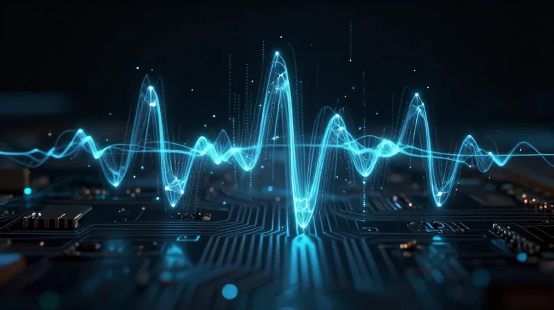 Material Selection and Signal Integrity Performance Abstract digital data visualization representing signal integrity