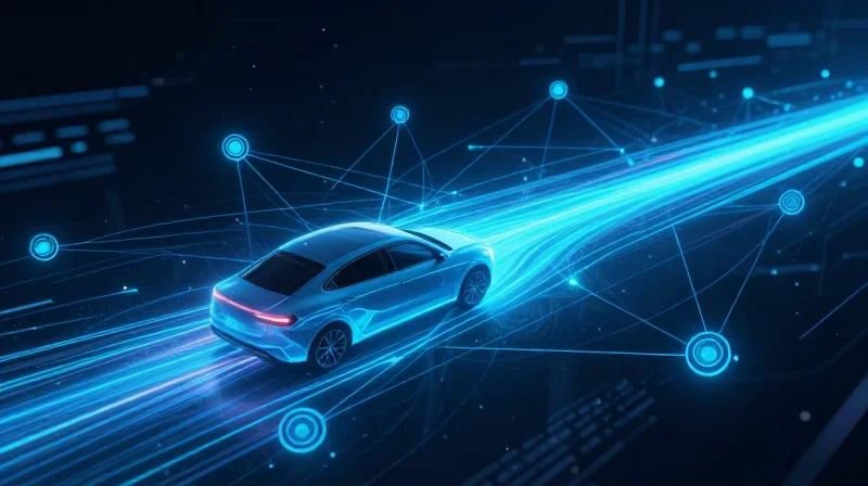 The Anatomy of V2X Reliability Abstract representation of high-speed V2X data connectivity and automotive signal flow