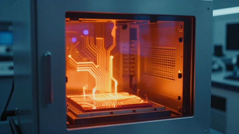 Evaluating Automotive-Grade Reliability Standards An automotive PCBA undergoing rigorous thermal cycling stress tests in a professional lab.