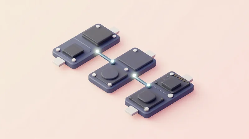 Engineering Collaboration and DFx Capabilities Isometric 3D model showing modular electronic design components fitting together seamlessly.
