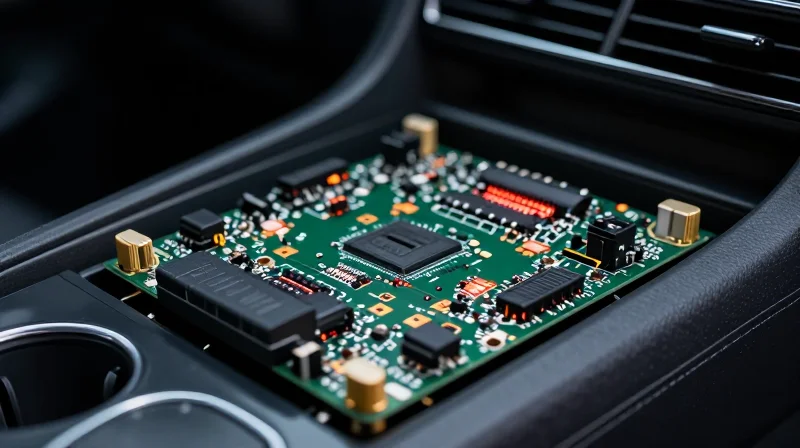 The Unique Challenges of Automotive HVAC Environments Abstract representation of an automotive HVAC control unit exposed to thermal and vibration stress factors in a modern vehicle engine compartment.