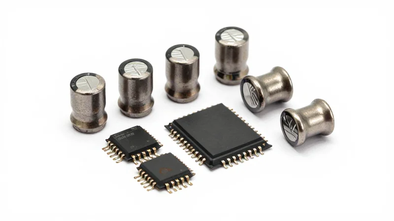 Critical Component Selection for Harsh Environments High quality automotive grade electronic components displayed on a clean studio surface.