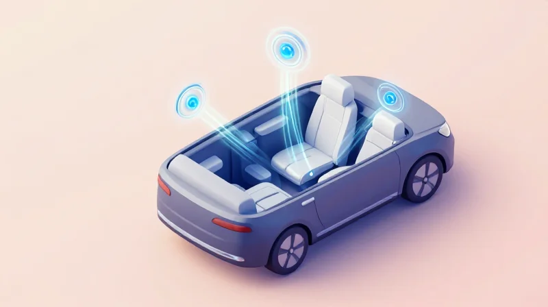 Integrating Smart Sensors for Predictive Comfort Isometric view of a smart automotive climate intelligence sensor network
