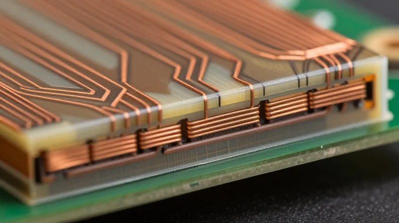 Material Science: Selecting the Right Coverlay Cross-section view of polyimide coverlay on a flexible circuit